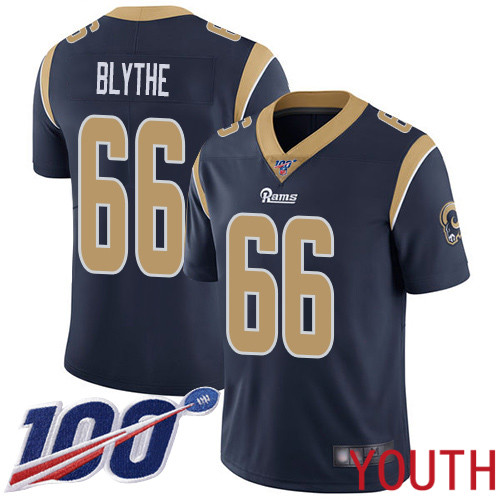 Los Angeles Rams Limited Navy Blue Youth Austin Blythe Home Jersey NFL Football #66 100th Season Vapor Untouchable->women nfl jersey->Women Jersey